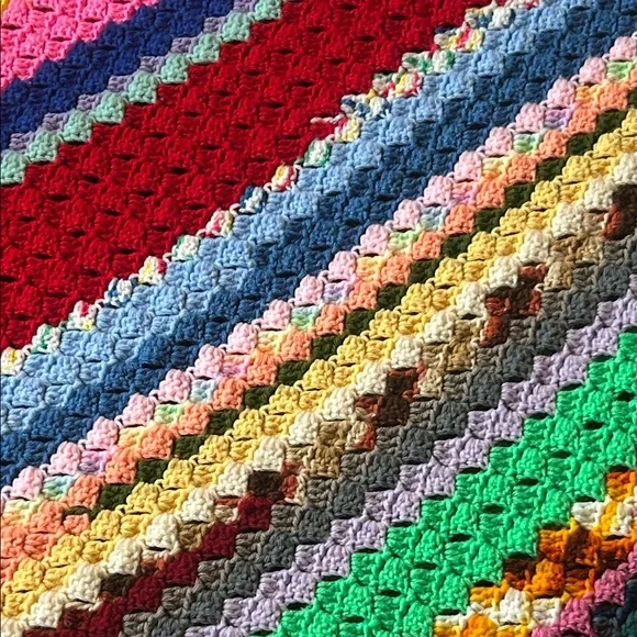 Colorful Scrappy Crochet Afghan 47X66 - Picture 8 of 12